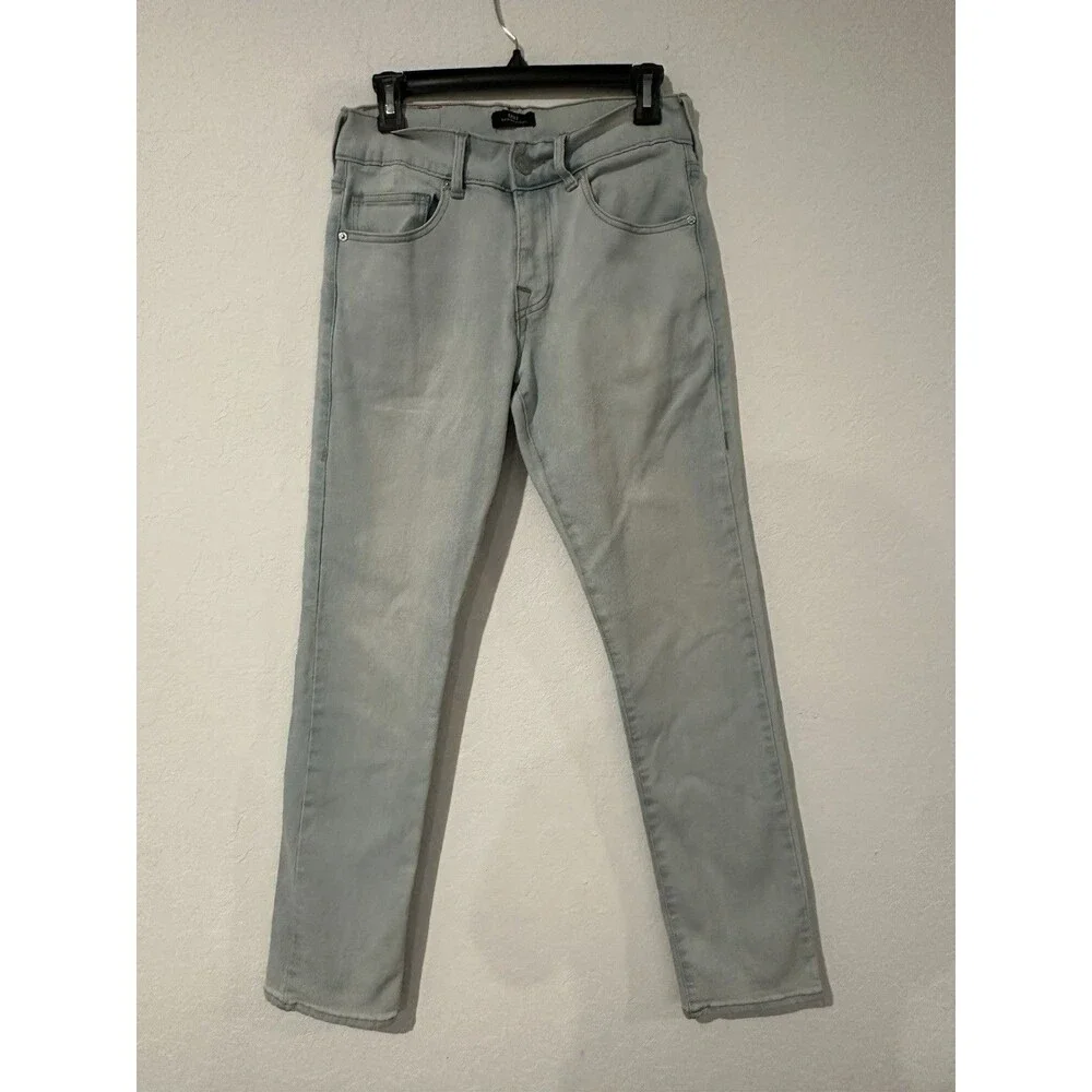 True Religion Men's Blue Jeans Ricky Relaxed Straight Size 32 Light Blue Denim